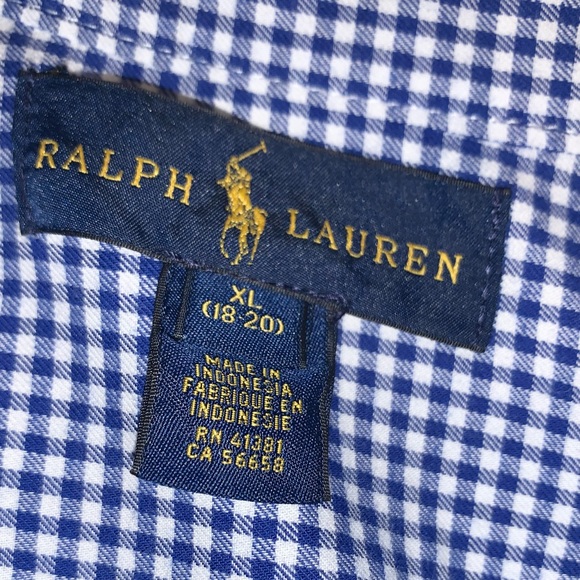 POLO by Ralph Lauren blue check dress shirt BOYS SIZE 18 20 18/20 - Picture 9 of 12